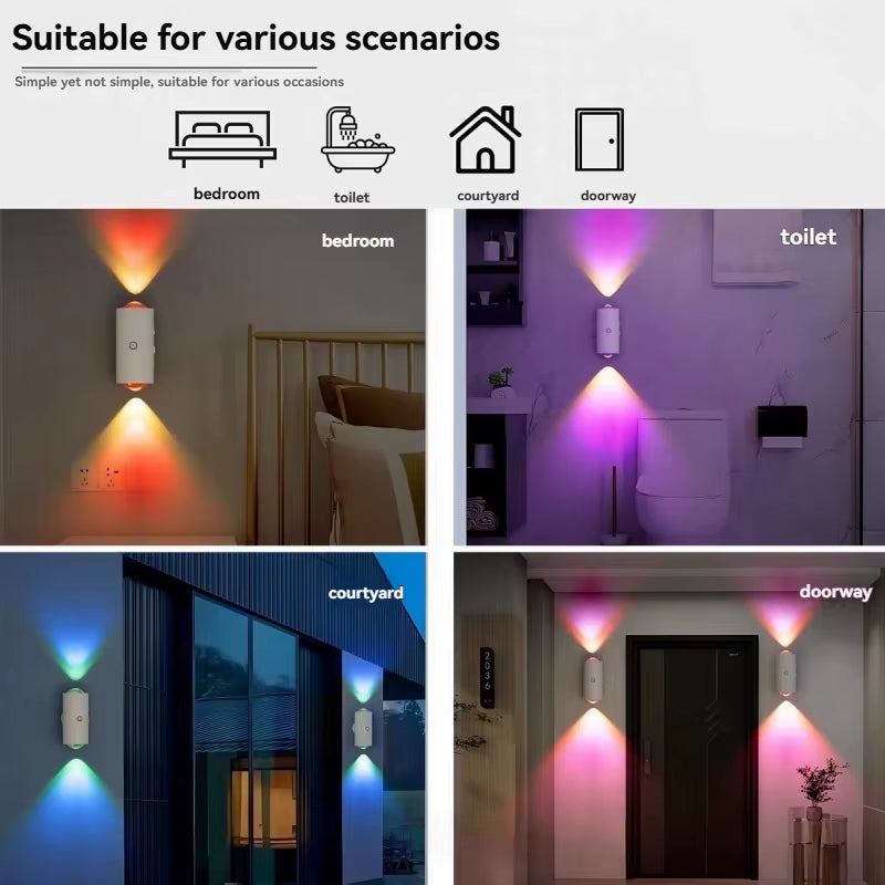 Cat Eye Dual Head Motion Sensor Wall Light 16 RGB Colors Auto On/Off 3M Range Magnetic Mount for Bedroom Hallway